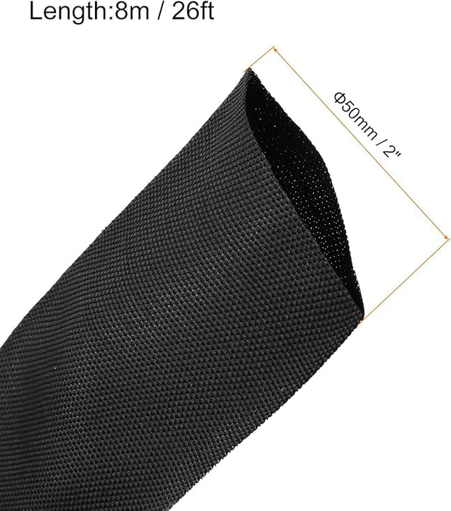 MECCANIXITY Braided Cable Sleeves Heat Shrinkable Fabric Sleeving, 2" 26ft Black 2:1 Ratio Heat Shrinkable Cord Protector for Harness Cable, Network Cable Protection, Cable Management