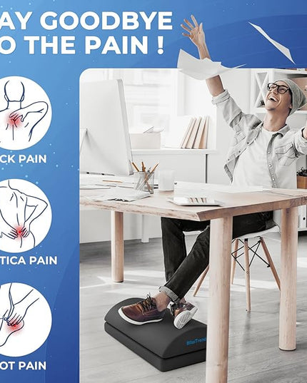 BlissTrends Foot Rest for Under Desk at Work-Versatile Foot Stool with Washable Cover-Comfortable Footrest with 2 Adjustable Heights for Car,Home and Office to Relieve Back,Lumbar,Knee Pain-Gray Long