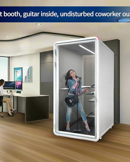 Soundproof Office Pod Booth, Quiet Meeting Pod with Acoustic Panels, Portable Modular Pod, Privacy Booth for Private Phone Calling, Single Person Workspace with Sound Isolation H92in W43in D40in