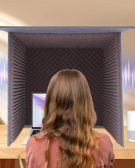 Desktop Soundproof Cover, Portable Vocal Recording Booth Isolation Booth Small Music Recording Studio Vocal Sound Absorbing Shield Sound Proof Foam Panels for Offices,Home,Recording Studios (Purple)