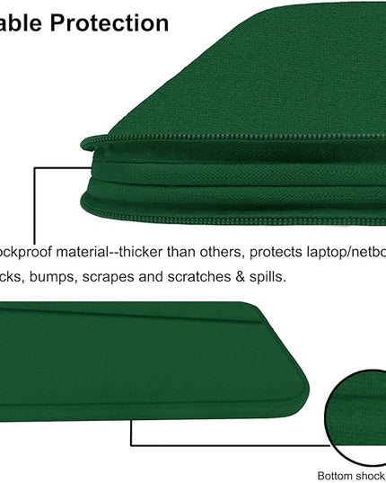 15.6 inch Laptop Sleeve, Durable Carrying Bag Protective Case Briefcase Handbag with Front Pocket, Slim Computer Cover for 15-16 Inch HP, Dell, Lenovo, Asus, Notebook, Dark Green