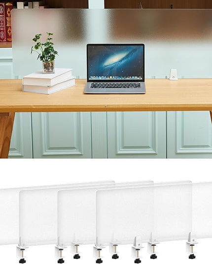 Tatuo 4 Pcs Acrylic Desk Privacy Panel 47.2''l x 15.8w'' Noise and Visual Distractions Acoustic Desk Dividers Partition with Adjustable Universal Base for Offices Schools Reception Area Call Centers