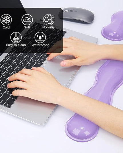 Gel Wrist Rest for Keyboard and Mouse, Wrist Rest for Keyboard, Mouse Wrist Support, Pain Relief, Cool Touch, Non-Skid, Keyboard and Mouse Wrist pad Set