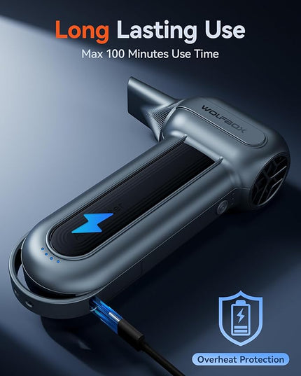 WOLFBOX MF100 Electric Air Duster-150000RPM Super Power Cordless Air Duster, Rechargeable Brushless Motor Durable Blower, 3-Gear Adjustable Dust Blower for Computer, Keyboard, Outdoor, House and Car
