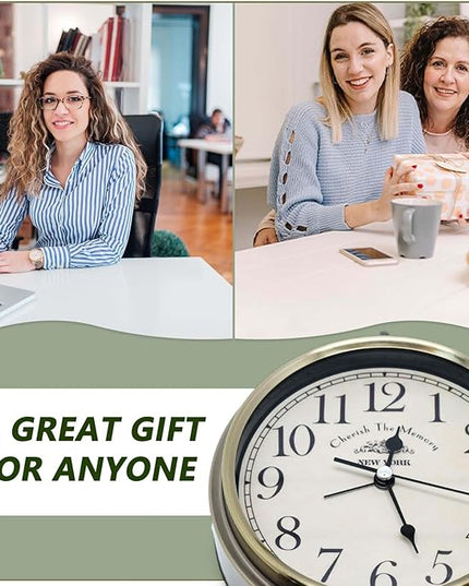Oxmidud 5'' Retro Vintage Metal Desk Alarm Clock - Non-Ticking Silent Analog Table Clocks - Battery Operated Quartz Clock for Bedside Desk Table Bedrooms Living Room Home Office Decor