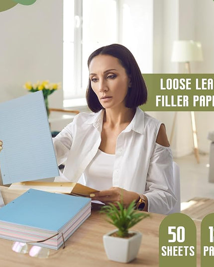 PerKoop 600 Sheets Colored Loose Leaf Paper 8.5" x 11" college ruled Lined 3 Hole Punched notebook Filler Paper for 3 Ring Binders Office School Supplies (Earthy Color)