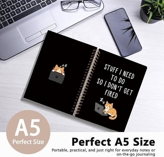 LIANGW Cat Notebook Journal, Stuff I Need To Do So I Don't Get Fired Notebooks, Funny Notebooks for Work, New Job Gift, Goodbye Gift for Coworker Leaving, Funny Gag Gift for Coworkers 5.5x8.3 Inch