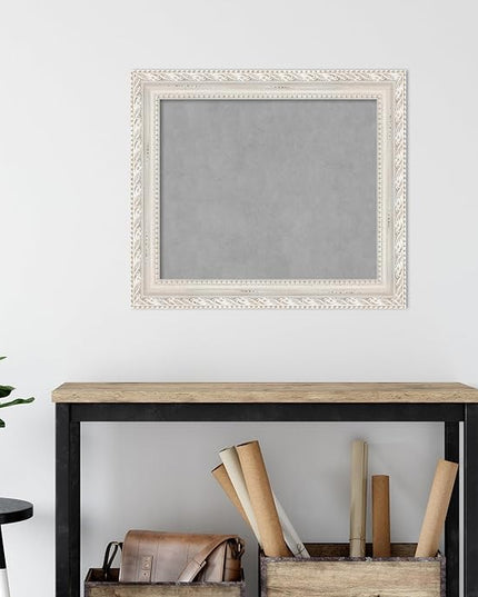 Amanti Art White Framed Magnetic Board 26x30 Medium Vision Board for use with Magnets, 100% Metal Sheet to Display Items as Office Decor or for Home Organization in mudroom, Kitchen or Kids Room