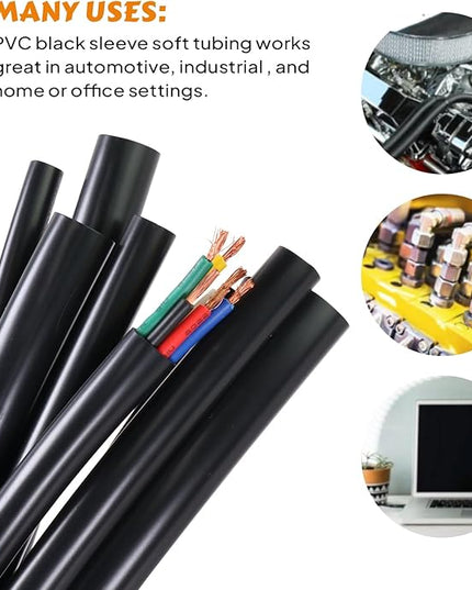 SUNNAREPOON Black Wire Harness Tubing, Car Unshrinkable Insulation Cord Sleeve for Wire Shielding Sheathing Organizer/Protection/Covering (1/4''(7MM) - 18FT(216INCH))