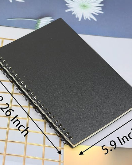 Yansanido Spiral Notebook, 4 Pcs A5 Thick Plastic Hardcover 7mm College Ruled 4 Color 80 Sheets -160 Pages Journals for Study, Work, Travel and Notes (A5, 4 Pcs Dark Color 2)