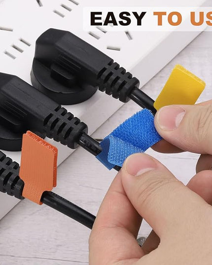 PATIKIL 48Pcs Cable Labels Tags, 1.8" Write on Wire Tags Cord Labels Hook Loop Rectangle Cable Ties for Electronics Organize Wire Classify Identification Management, Purple