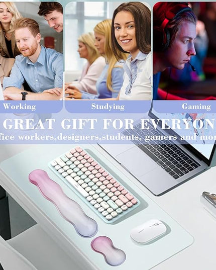 Gel Wrist Rest for Keyboard and Mouse, Wrist Rest for Keyboard, Mouse Wrist Support, Pain Relief, Cool Touch, Non-Skid, Mouse Wrist pad