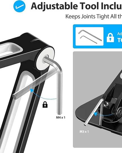 AboveTEK Tablet Stand, Multi-Angle Adjustable iPad Stand Holder, 360° Swivel Tablets Stand Aluminum Desk Mount Fits 4”-11"(Diagonal) iPad/mini/Air/Pro for Business Kiosk Office – Black