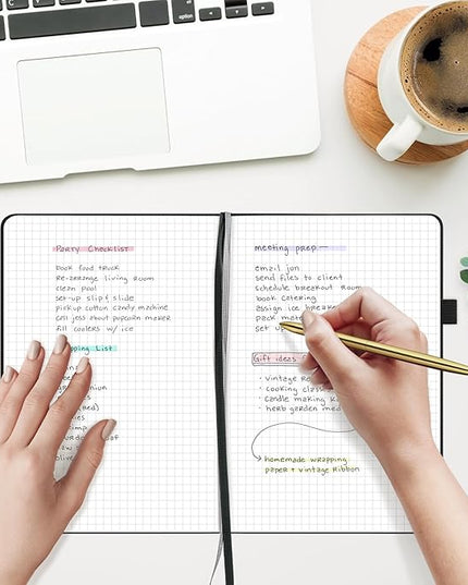 &And Per Se Graph Journal Notebook, 160 Pages, 5.7 x 8 inches College Ruled Thick Paper Notebook Journals for Writing, Grid Hardcover Notebook(1 Pack, black)