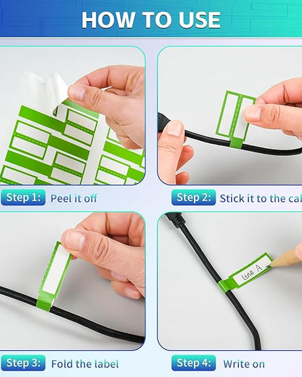 360PCS Cable Labels, 12 Colors Waterproof Cable Tags Wire Cord Label for Electronics Cable Management, Self Adhesive Color Border Cord Labels for Laser Printer and Handwriting