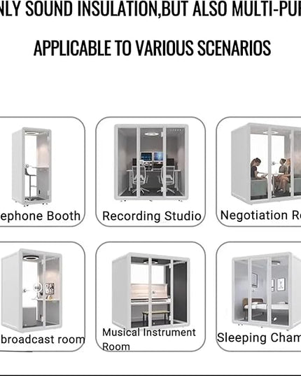 Mobile Office Pod Booth, Quiet Meeting Pod with Acoustic Panels, Sound Proof Room with Desk, Portable Removable Working Booth for Private Phone Calling Study,150cm