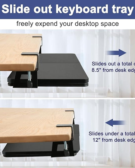 Desktop Keyboard Tray, Pull-Out Under The Table, 26.77 "X 11.81" Large-Sized Keyboard Tray, C-Shaped Lip Holder, Easy to Install, Suitable for Home Learning and Office Use(Black)