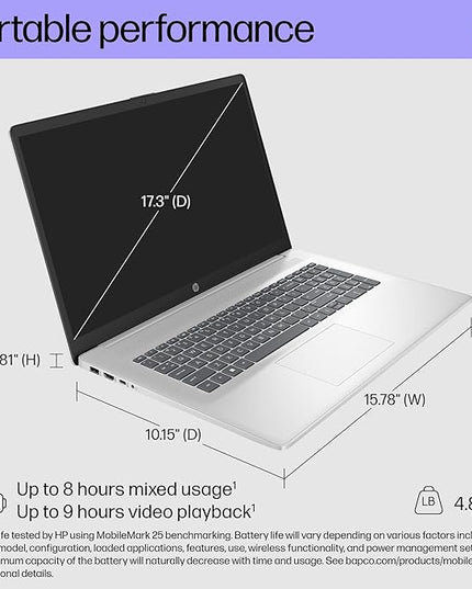 HP 17.3" Touchscreen Laptop Computer, 32GB RAM 1.5TB Storage (1TB SSD+512GB Docking Station Set), 6-Cores AMD Ryzen 5, Windows 11, PLUSERA Earphones
