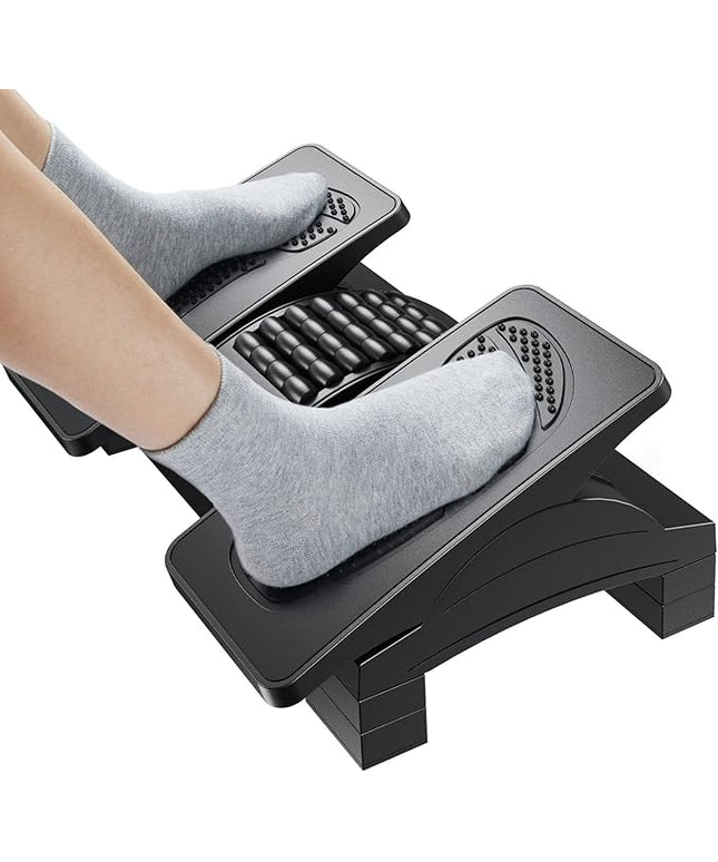 HUANUO Foot Rest Under Desk, Adjustable Ergonomic Footrest for Under Desk at Work or Gaming with Massage Texture and Roller, 20 Degree Tilt Angle Adjustment, Foot Stool for Office, Home