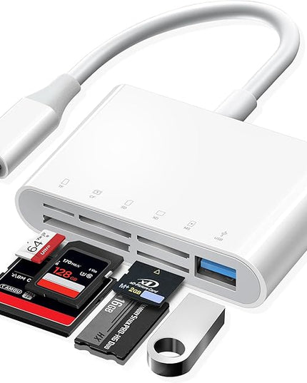 USB C SD Card Reader USB-C to SD MicroSD XD Picture MS Memory Stick Compact Flash Cards, Type C 6 Slots Trail Cameras Viewer Adapter for iPhone 15 16 iPad Mac Laptop MacBook More USBC Devices