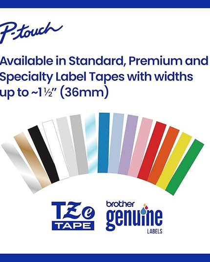 Brother Genuine P-touch TZe, Black Print on White, Flexible ID Laminated Label Tapes (TZeFX261), ~1-1/2in x 26.2ft (36mm x 8m) for Select P-touch Label Makers, Durable, For Cable Wrap, Water-Resistant