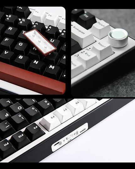 YUNZII B75 PRO Wireless Mechanical Keyboard,75% Layout with Knob,Hot Swap Gasket Custom Structure,Creamy Pre-lubed Switches,RGB Backlit,Bluetooth/Type-C/2.4G for Win/Mac(Milk Switch,Black)