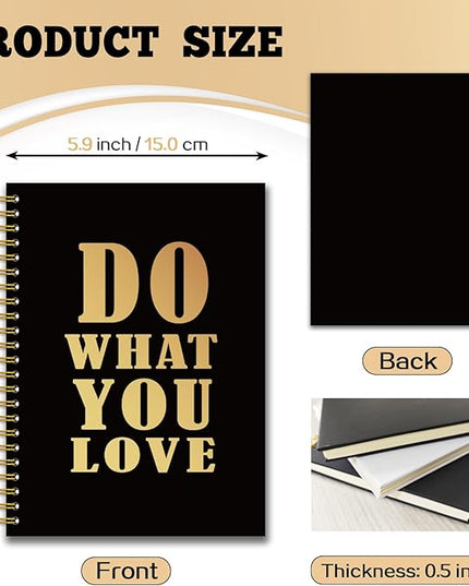 YAZMEEN Funny Saying Black Gold Spiral Notebook（160 Pages） Do What You Love Blank Hardcover Notebook Employee Appreciation Gift Office Gift Funny Notebook Birthday Gift for Coworker Colleague Friend