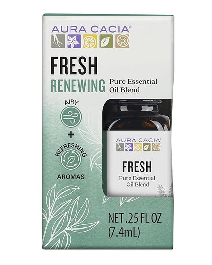 Aura Cacia Fresh Essential Oil Blend, Boxed 0.25 fl. oz. - Light Aroma, No Synthetic Fragrances