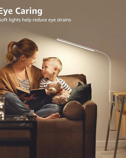 Lepro Small Desk Lamp with Clamp, LED Reading Lamps with 450LM, 3 Color Modes 10 Brightness, Dimmable USB Clip on Desk Light with Gooseneck Swing Arm for Nail, Home Office and Dorm (White)