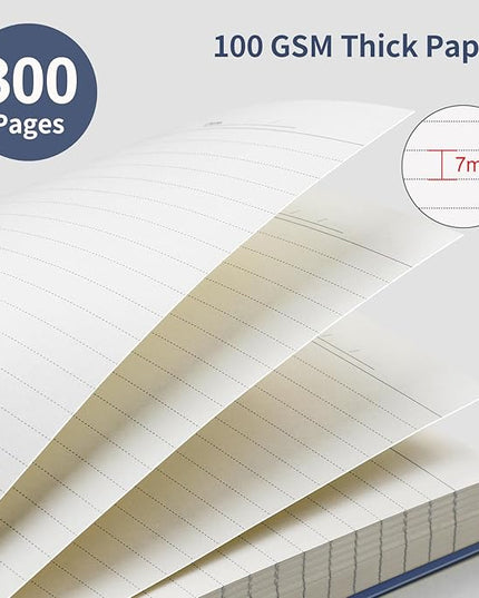 EMSHOI A5 Spiral Notebook College Ruled Lined Journal, Small 5.7" X 8.22", 300 Pages/150 Sheets, 100gsm Thick Paper, Waterproof Hardcover, for Office School Women Men Work Writing Notes, Blue