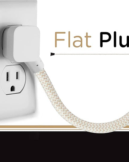 Cordinate 3 Outlet Power Strip Surge Protector Indoor Extension Cord 16 Gauge 245 Joules 10 Ft 3 Prong Braided Extension Cords Flat Extension Cord ETL Listed Brown 37916