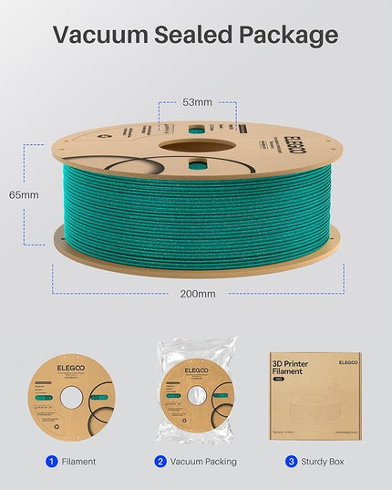 ELEGOO PLA Filament 1.75mm 2KG Sparkle Red & Green, Glitter Twinkling 3D Printer Filament Dimensional Accuracy +/- 0.02mm, 2pcs 1kg Spool(2.2lbs) Fits for Most FDM 3D Printers