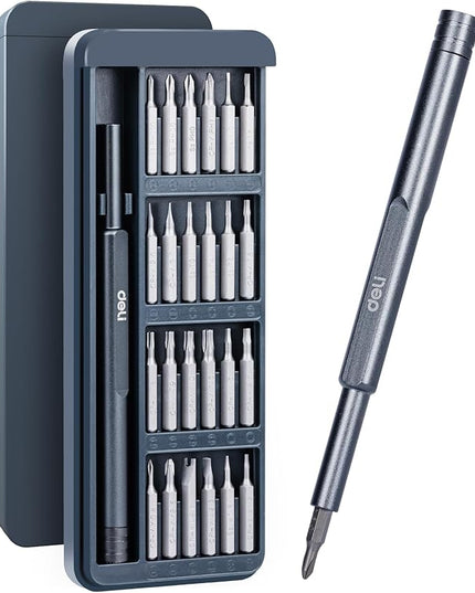 Deli 25-in-1 Precision Screwdriver Sets Magnetic Mini Repair Tool Kit for Home, DIY, Computer, Controller, Glasses, Drone, Watch, Phone, Pad, Switch, PS5, XBOX, Macbook, Electronic. Gift for man.