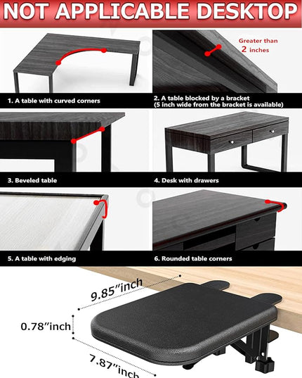 NODOCA Arm Rest for Desk, Ergonomics Wrist Rest, Desk Extender, Soft Sponge Built-in, Comfortable Arm Support for Desk, Foldable Elbow Rest for Desk, Home, Office(1pcs)