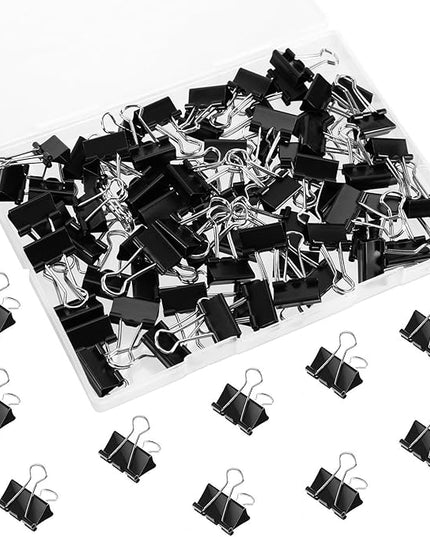SANNIX 75 PCS Mini Binder Clips, 3/4 inch 19mm Binder Clips Black Paper Clamps Small Size for Office Home School