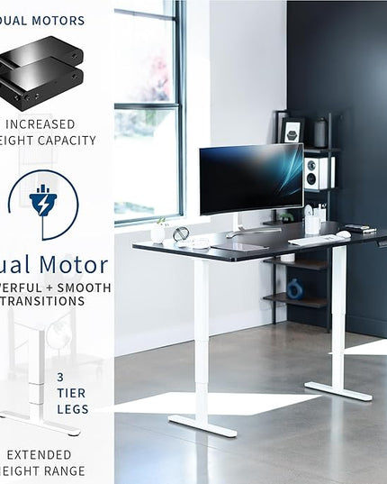 VIVO Electric 71 x 36 in Dual Motor Sit Stand Desk, Memory Height Adjustment, 2B Series, Black Top White Frame, DESK-KIT-2W7B-36