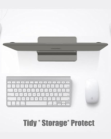Vertical Laptop Stand for Desk [Adjustable] Sturdy Aluminum Dock Fits All Laptops (up to 20.3 inches) Space Saving, Modern Compact Holder, Compatible with MacBook Pro/Air, Surface, HP, Dell (Gray)