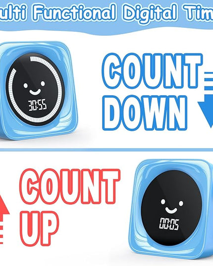 Visual Timer for Kids, 99 Minute Digital Cute Kids Visual Timer Classroom Timer for Homeschool Supplies Study Teaching Time Management Tool Countdown Count Up Timer, Blue 2Pack