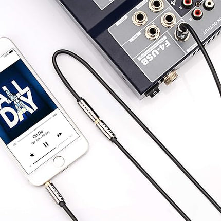 J&D 6.35mm (1/4 inch) to 3.5mm (1/8 inch) Headphone Jack Adapter 15 Feet, Gold Plated 3.5mm Female TRS to 6.35mm Male TRS Stereo Audio Cable for Guitar Amp, Amplifiers, Headphones Extension Cable