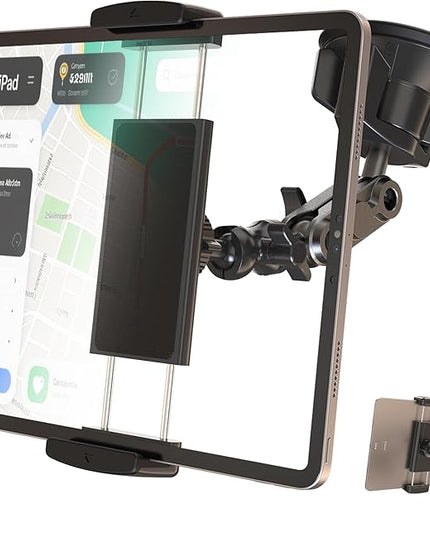 VasSmtCPH Tablet Mount for Truck Car ipad Holder Suction Cup Phone Stand for Windshield Dash Wall Vehicle Desk，360° Metal Bracket for 4.7"-13" Tablet iPad Pro Air Mini iPhone