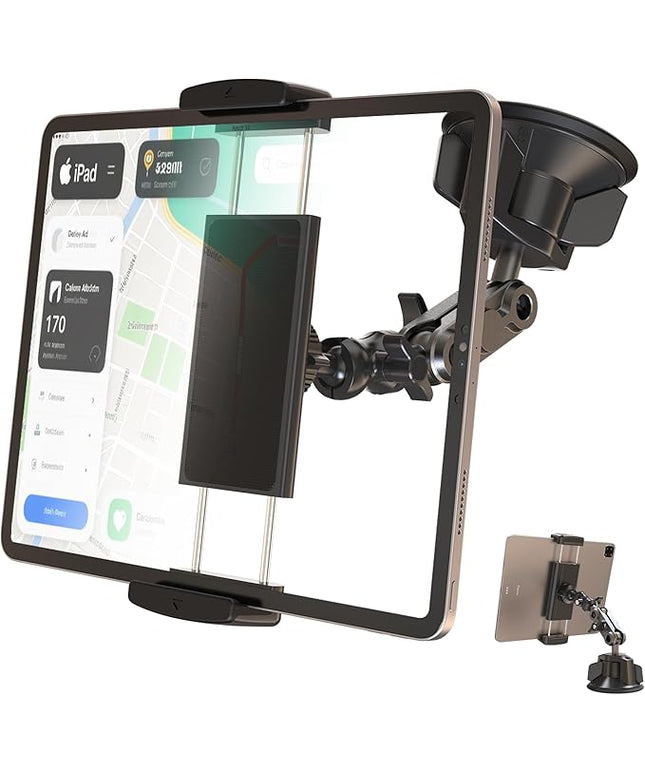 VasSmtCPH Tablet Mount for Truck Car ipad Holder Suction Cup Phone Stand for Windshield Dash Wall Vehicle Desk，360° Metal Bracket for 4.7"-13" Tablet iPad Pro Air Mini iPhone