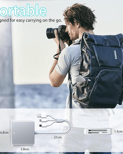 Memory Stick Pro Duo Adapter Reader, 5 in 1 SD/MS/TF/CF/XD Card Reader with Lightning+USB A+USB C, Multi Memory Card Reader Support OTG, Fast Data Transfer, Memory Stick Reader for i-Phone/Android/PC