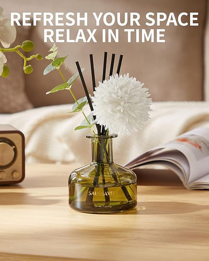 Flower Reed Diffusers Set, 7.10 oz Cedar Scented Diffuser with 7 Sticks, Long Lasting Home Fragrance for 120 Days, Perfect for Bathroom, Shelf Decor, Air Fresheners