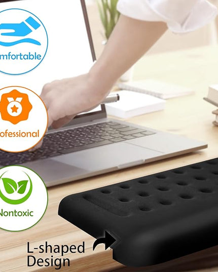 2-Piece Ergonomic Desk Edge Cushion, L-Shaped Memory Foam Elbow Pads with Non-Slip Base, Arm Rest for Desk & Wrist Rest for Computer Keyboard, Office and Home Use