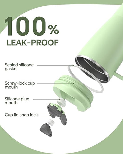 Ideus 32 oz Tumbler with Handle and Straw, Vacuum Insulated Stainless Steel Travel Mug, 100% Leakproof, Cup Holder Friendly, Avocado Green