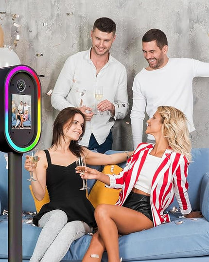 Professional iPad Photo Booth Stand with RGB Ring Light & Umbrella, Compatible with 10.2–13" iPad, Remote Control, Includes Flight Case for Events, Weddings & Rental Use (Black, for 10.2)