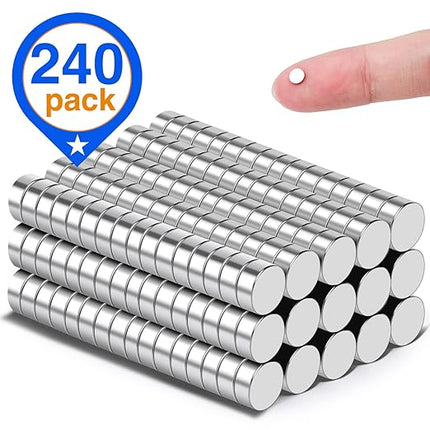 TRYMAG 4x2mm Small 240Pcs Mini Neodymium Magnets, Tiny Round Fridge Magnets Small Strong Rare Earth for Fridge, Whiteboard, Billboard, Hobbies, Dry Erase Board