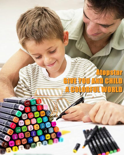 80 Colors Alcohol Markers Artist Drawing Art for Kids Dual Tip Adult Coloring Painting Supplies Perfect Boys Girls Students Adult(80 Black Shell)