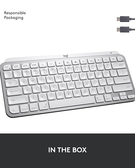 Logitech MX Keys Mini for Mac Minimalist Wireless Keyboard, Compact, Bluetooth, Backlit Keys, USB-C, Tactile Typing, Compatible with MacBook Pro,MacBook Air,iMac,iPad - Pale Grey