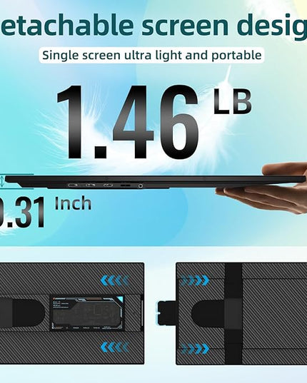 ROYY Laptop Screen Extender Dual Monitor - 15.6" Portable Monitor 85% NTSC IPS 1080P FHD Detachable Screen Extended Extra USB-C/HDMI Port Compatible with Wins Mac Dex Chrome Fits 13"-17" Laptops